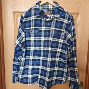 Orvis Big Bear Heavyweight Flannel Button Down Plaid‎ Shirt w/ Pockets Size M